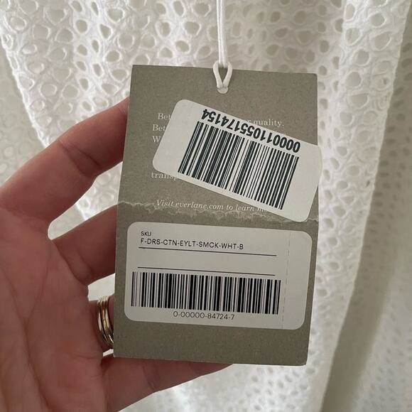 NWT New Everlane The Eyelet Smock Dress in White Size XL - Picture 7 of 10